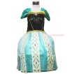 Frozen Anna Gown Black Green Flower Coronation Dress Up Costume C013